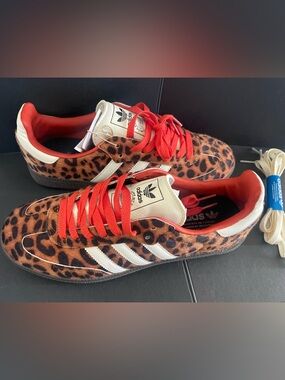 adidas Sneakers in Leopard Print with Red Laces